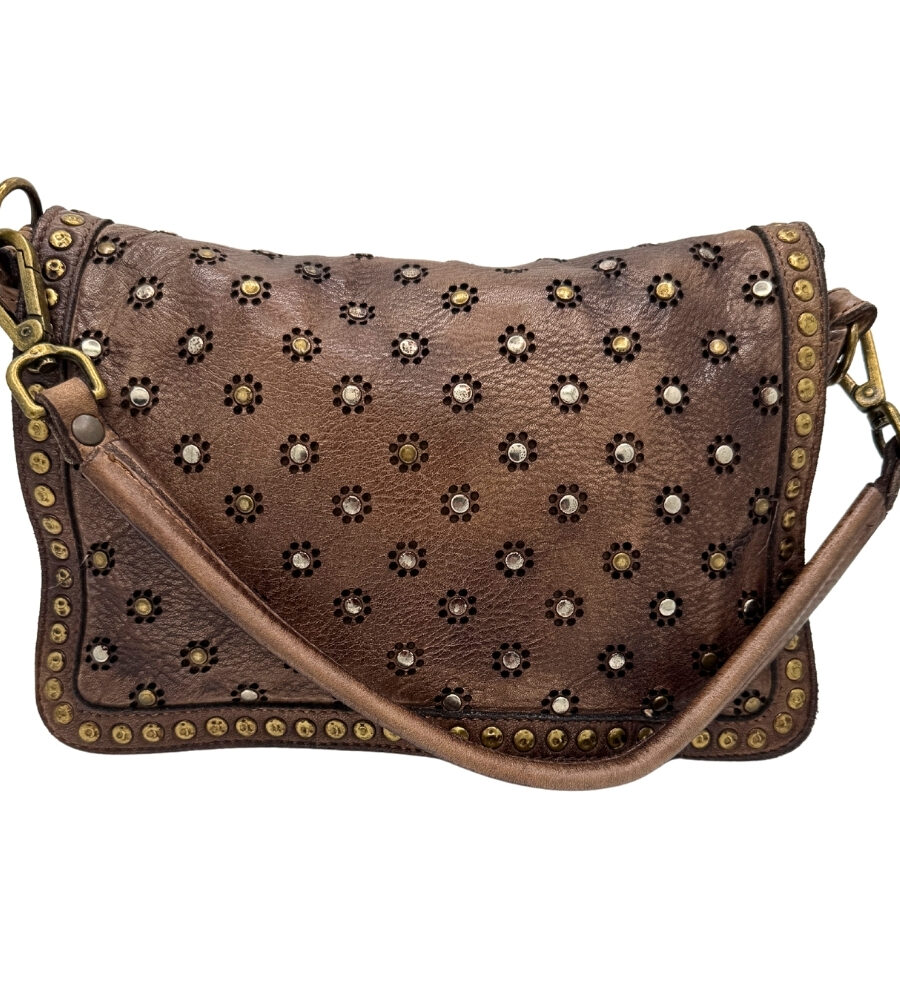 Borsa a spalla laserata e borchiata BS 716