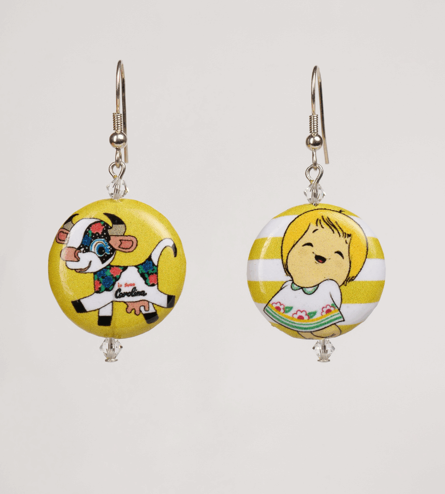 Orecchini “Amarcord” – Mucca Carolina & Susanna Tutta Panna by Anna Lodi