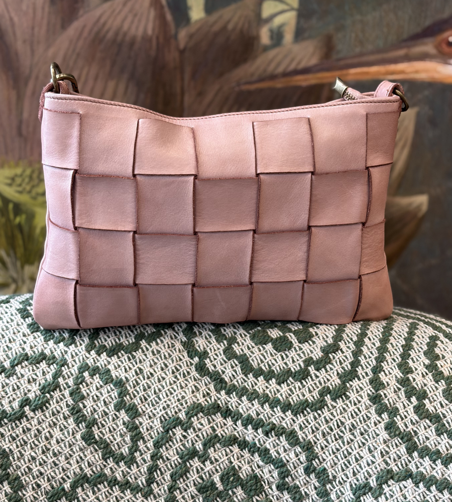 Borsa in Pelle Intrecciata rosa BS597 by Bayside