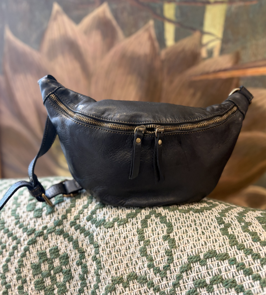 Marsupio in pelle nero Bayside BS663