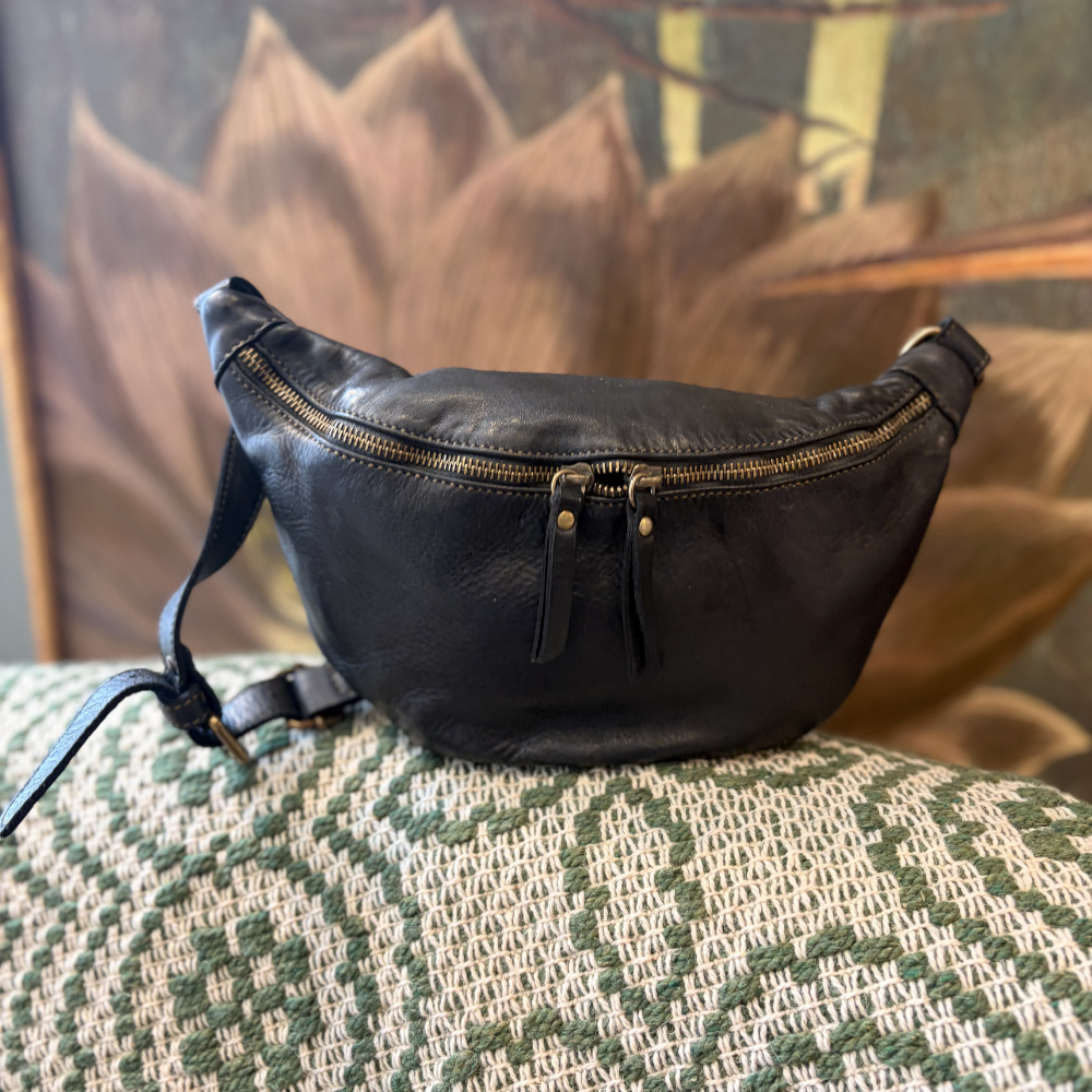 Marsupio in pelle nero Bayside BS663