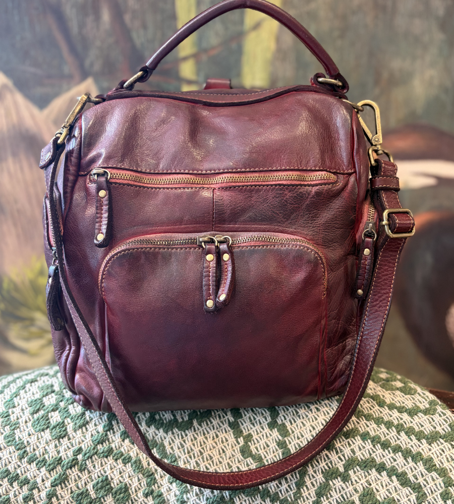 Borsa zaino in pelle vintage rock Bayside BS830