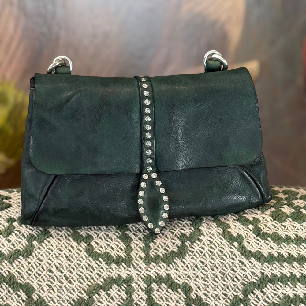Borsa Campomaggi Cesarina Mini Verde Bottiglia – Busta Doppia in Pelle