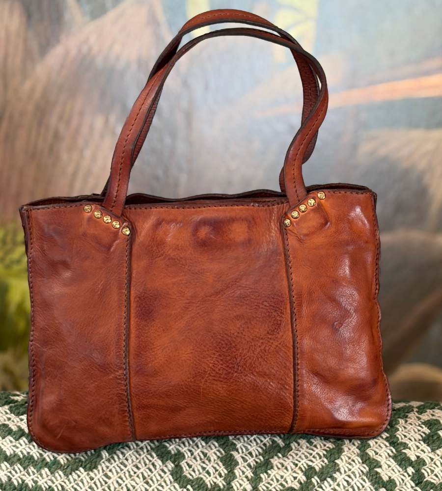 Borsa Campomaggi Cora L Cognac – Shopping Media in Pelle con Tracolla