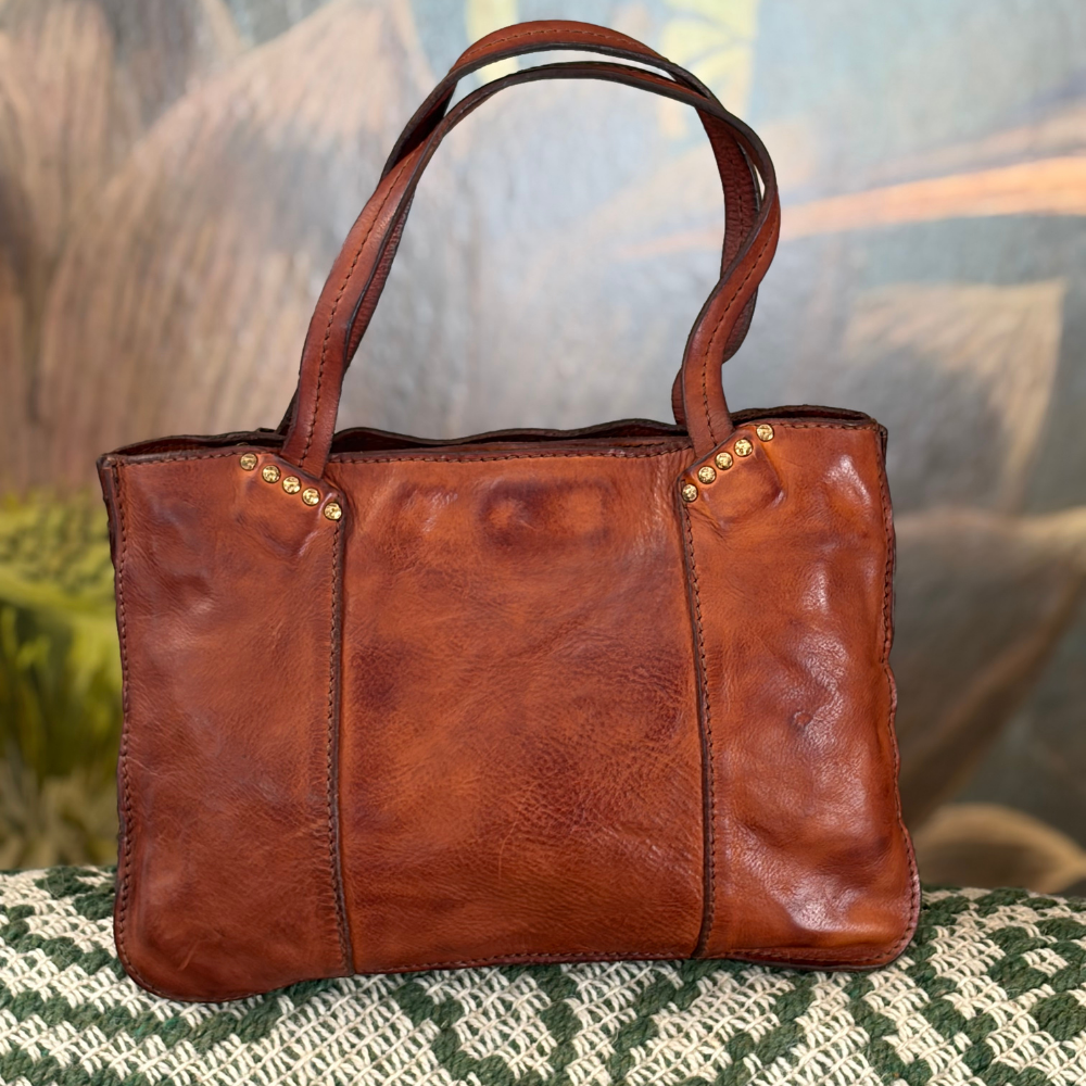 Borsa Campomaggi Cora L Cognac – Shopping Media in Pelle con Tracolla