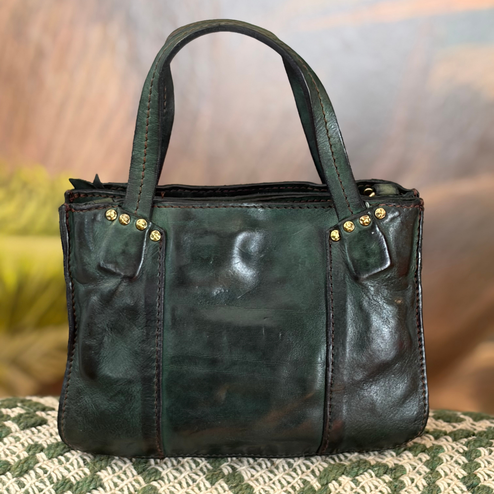 Borsa Campomaggi Cora M Verde Bottiglia – Shopping Piccola in Pelle con Tracolla