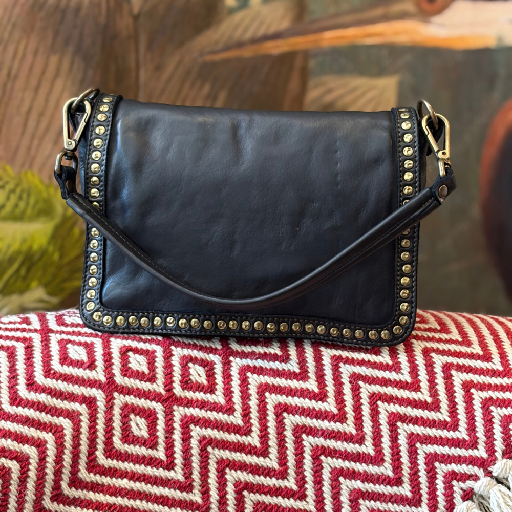 Borsa piccola in pelle nera con borchie Bayside BS422 – foto 2