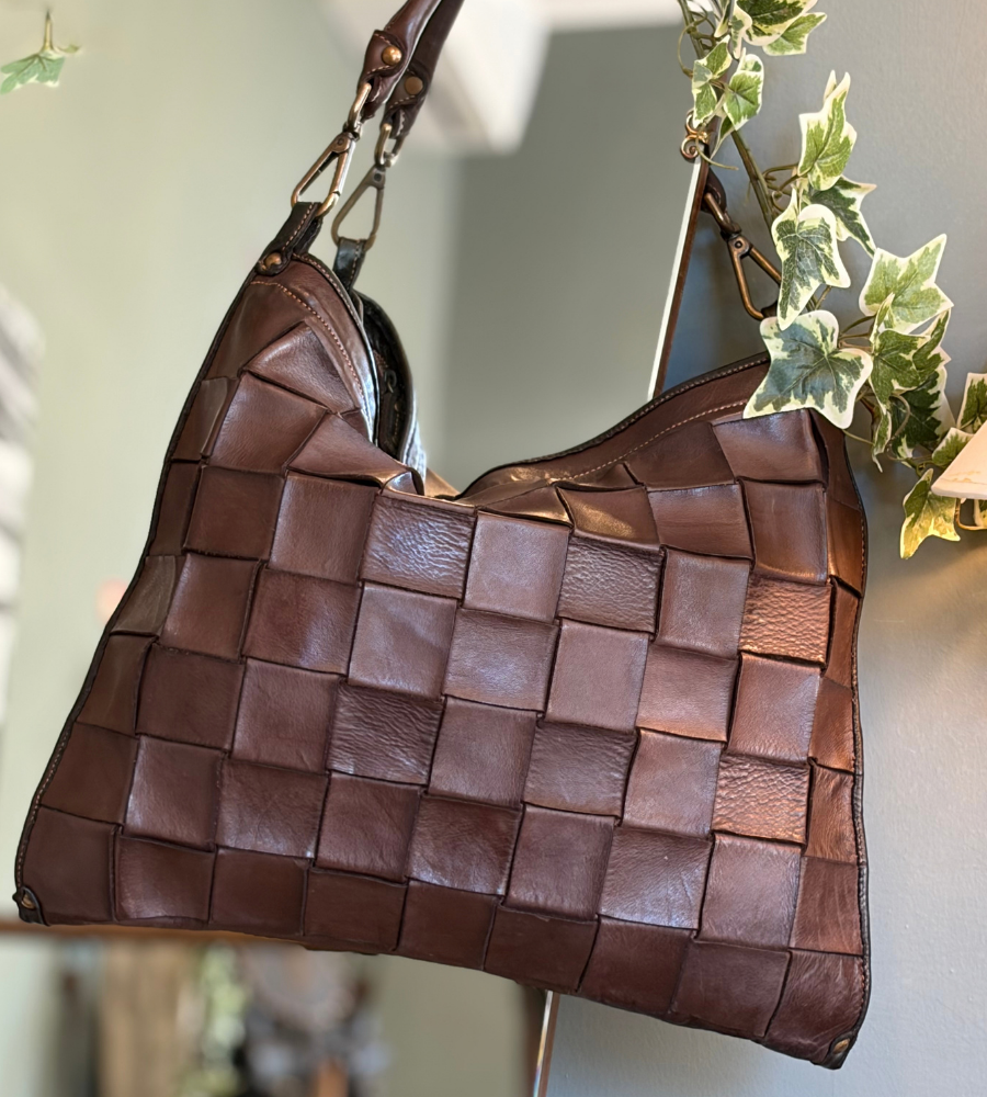 Borsa a sacca in pelle intrecciata Bayside BS596