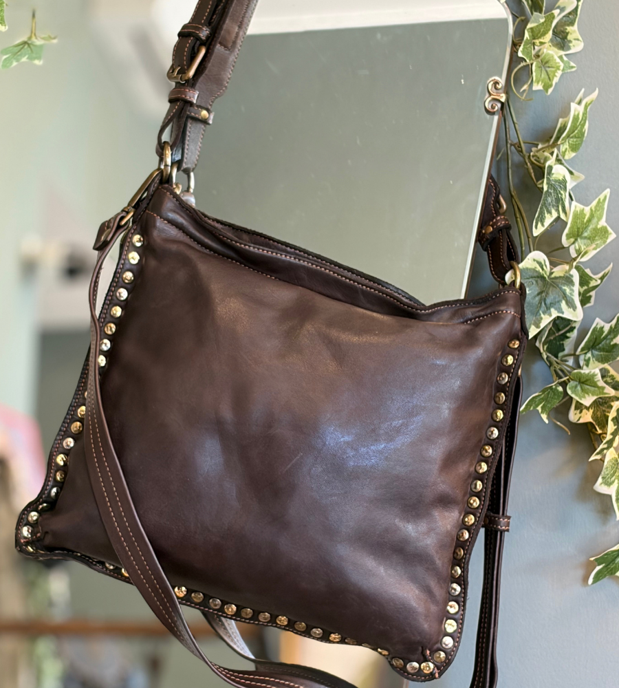 Borsa Hobo in pelle con borchie multicolor Bayside BS323