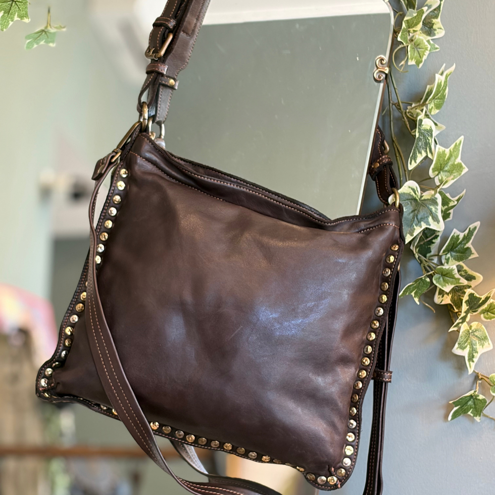 Borsa Hobo in pelle con borchie multicolor Bayside BS323